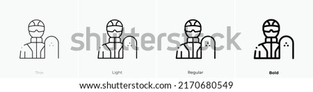 snowboarder icon. Thin, Light Regular And Bold style design isolated on white background