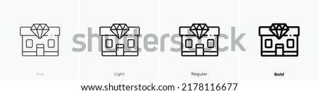 jewelry store icon. Thin, Light Regular And Bold style design isolated on white background