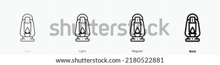oil lamp icon. Thin, Light Regular And Bold style design isolated on white background