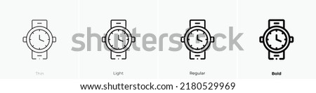 wristwatch icon. Thin, Light Regular And Bold style design isolated on white background