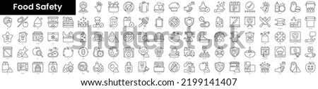 Set of outline food safety icons. Minimalist thin linear web icons bundle. vector illustration.