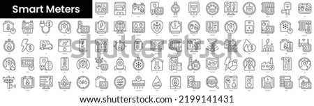Set of outline smart meters icons. Minimalist thin linear web icons bundle. vector illustration.