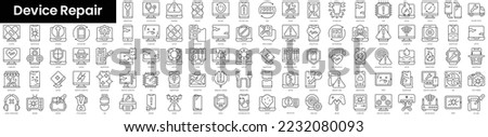 Set of outline device repair icons. Minimalist thin linear web icon set. vector illustration.