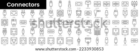 Set of outline connectors icons. Minimalist thin linear web icon set. vector illustration. Сток-фото © 