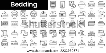 Set of outline bedding icons. Minimalist thin linear web icon set. vector illustration.