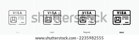 visa icon. Thin, Light Regular And Bold style design isolated on white background