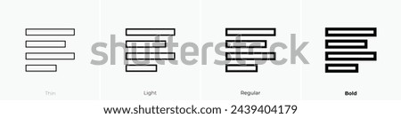 align left icon. Thin, Light Regular And Bold style design isolated on white background