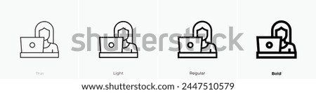 blogger icon. Thin, Light Regular And Bold style design isolated on white background