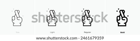 cross fingers icon. Thin, Light Regular And Bold style design isolated on white background