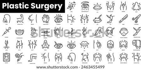 Set of outline plastic surgery icons. Minimalist thin linear web icon set. vector illustration.