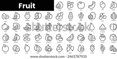 Set of outline fruit icons. Minimalist thin linear web icon set. vector illustration.