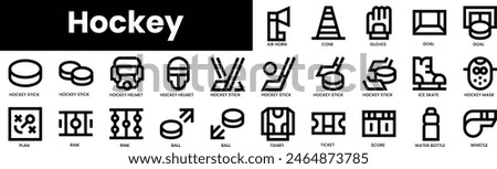 Set of outline hockey icons. Minimalist thin linear web icon set. vector illustration.