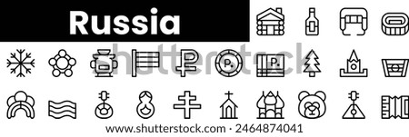 Set of outline russia icons. Minimalist thin linear web icon set. vector illustration.