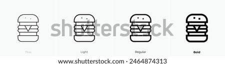 double burger icon. Thin, Light Regular And Bold style design isolated on white background