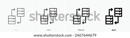 data exchange icon. Thin, Light Regular And Bold style design isolated on white background