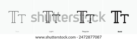 font size icon. Thin, Light Regular And Bold style design isolated on white background