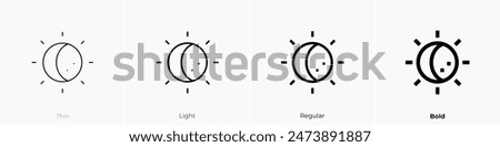 first quarter icon. Thin, Light Regular And Bold style design isolated on white background