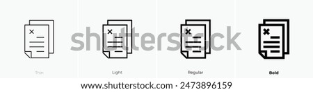 fail icon. Thin, Light Regular And Bold style design isolated on white background