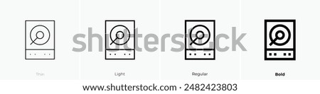 harddrive icon. Thin, Light Regular And Bold style design isolated on white background