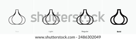 garlic icon. Thin, Light Regular And Bold style design isolated on white background