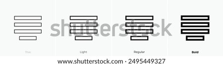 justify icon. Thin, Light Regular And Bold style design isolated on white background