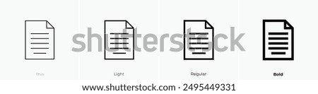 justified icon. Thin, Light Regular And Bold style design isolated on white background