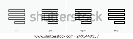 justify text icon. Thin, Light Regular And Bold style design isolated on white background