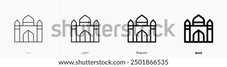 mosque icon. Thin, Light Regular And Bold style design isolated on white background