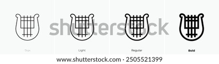 lyre icon. Thin, Light Regular And Bold style design isolated on white background