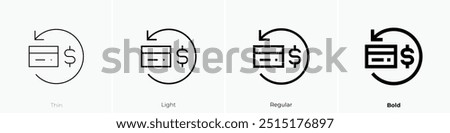 reimbursement icon. Thin, Light Regular And Bold style design isolated on white background