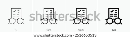 readability icon. Thin, Light Regular And Bold style design isolated on white background