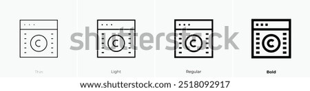 public domain icon. Thin, Light Regular And Bold style design isolated on white background