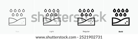 precipitation icon. Thin, Light Regular And Bold style design isolated on white background