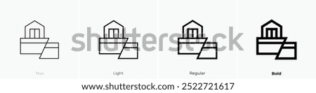 plate tectonics icon. Thin, Light Regular And Bold style design isolated on white background