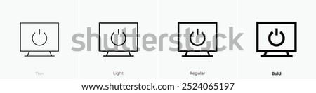 shutdown icon. Thin, Light Regular And Bold style design isolated on white background