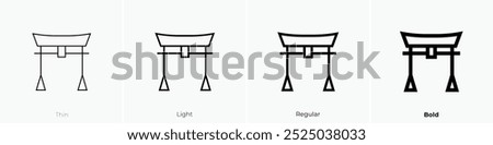 shinto icon. Thin, Light Regular And Bold style design isolated on white background