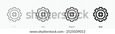 settings icon. Thin, Light Regular And Bold style design isolated on white background