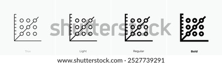 scatter plot icon. Thin, Light Regular And Bold style design isolated on white background