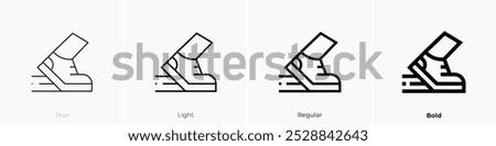 running shoe icon. Thin, Light Regular And Bold style design isolated on white background