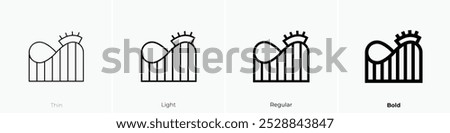 roller coaster icon. Thin, Light Regular And Bold style design isolated on white background