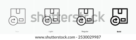 return icon. Thin, Light Regular And Bold style design isolated on white background