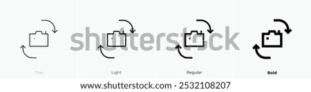 switch camera icon. Thin, Light Regular And Bold style design isolated on white background