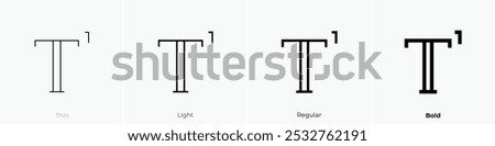 superscript icon. Thin, Light Regular And Bold style design isolated on white background