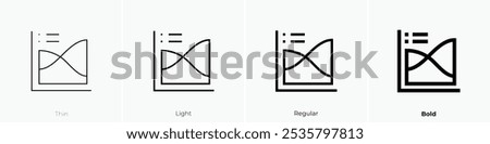 spline chart icon. Thin, Light Regular And Bold style design isolated on white background