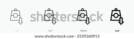 slim down icon. Thin, Light Regular And Bold style design isolated on white background