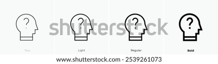 skepticism icon. Thin, Light Regular And Bold style design isolated on white background