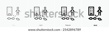 unlinked icon. Thin, Light Regular And Bold style design isolated on white background