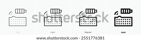 wireless keyboard icon. Thin, Light Regular And Bold style design isolated on white background