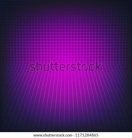 Retro arcade game background.  Style of the 80's. Vector illustration.