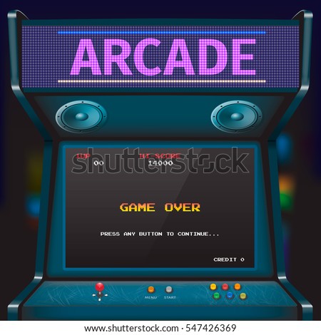 Retro arcade game machine. Vector illustration.
